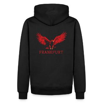 Frankfurt Roter Adler FFM Fußballfans - Männer Premium Bio Hoodie - Schwarz - Hinten - Nico (187cm)