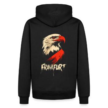 Tête d’aigle de Francfort Rouge-Blanc FFM Ultras - Sweat à capuche Premium bio Homme - noir - Dos - Nico (187cm)