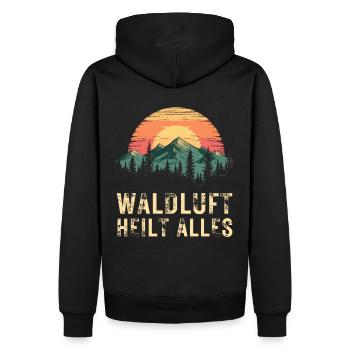 L’air de la forêt guérit tout - randonnée, plein air, nature, montagnes - Sweat à capuche Premium bio Homme - noir - Dos - Nico (187cm)