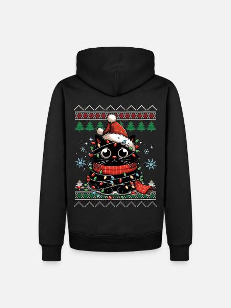 Lustiger Katzen Hässlicher Weihnachts Pullover - Ekologisk premiumluvtröja herr - svart