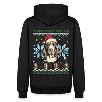 Basset Hound Pull de Noël drôle pour chien - Sweat à capuche Premium bio Homme - noir - Dos - Nico (187cm)