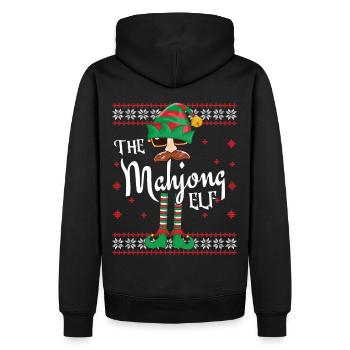 Mahjong Elf Weihnachts-Outfit für Familienfeiern - Männer Premium Bio Hoodie - Schwarz - Hinten - Nico (187cm)