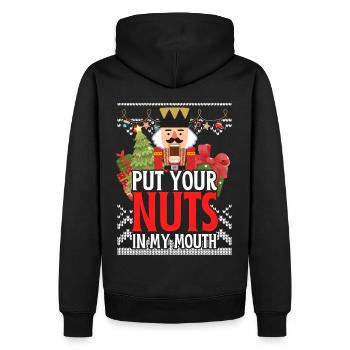 Vilain Casse-Noisette mets tes noix dans ma bouche - Sweat à capuche Premium bio Homme - noir - Dos - Nico (187cm)