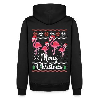 Tenue de Noël Flamant rose pour la famille - Sweat à capuche Premium bio Homme - noir - Dos - Nico (187cm)