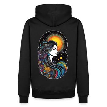 Kosmische Göttin der Schöpfung - Männer Premium Bio Hoodie - Schwarz - Hinten - Nico (187cm)