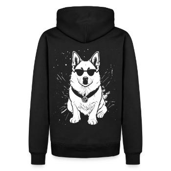 Cooler Hund mit Sonnenbrille - Retro Look - Männer Premium Bio Hoodie - Schwarz - Hinten - Nico (187cm)