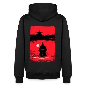 Samurai im Mondlicht - Männer Premium Bio Hoodie - Schwarz - Hinten - Nico (187cm)