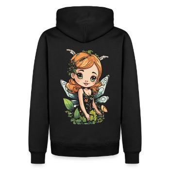 Blühende Waldfee – Süßer Naturgeist - Männer Premium Bio Hoodie - Schwarz - Hinten - Nico (187cm)