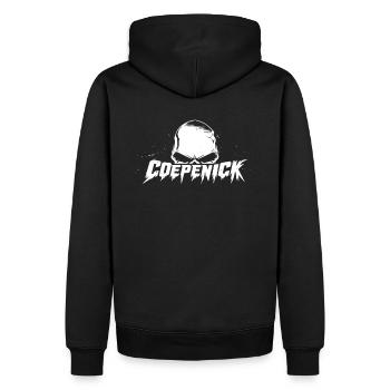 Berlin Köpenick Souvenir Cöpenick Skull Design - Männer Premium Bio Hoodie - Schwarz - Hinten - Nico (187cm)
