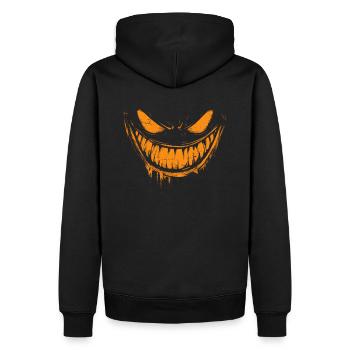 Halloween Kostüm Horror Furchteinflößender Kürbis - Männer Premium Bio Hoodie - Schwarz - Hinten - Nico (187cm)