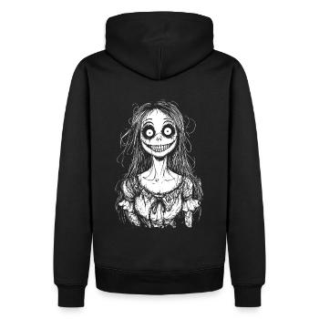 horreur Halloween Costume Souriant Zombie Girl - Sweat à capuche Premium bio Homme - noir - Dos - Nico (187cm)