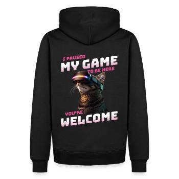 I just paused my game to be here - Gamer Katze VR - Männer Premium Bio Hoodie - Schwarz - Hinten - Nico (187cm)
