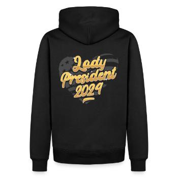 Lady President 2024: Kamala Harris Inspires 2024 - Männer Premium Bio Hoodie - Schwarz - Hinten - Nico (187cm)