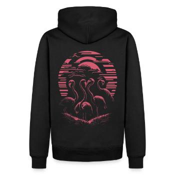 Coucher de soleil élégant sur les flamants roses - Sweat à capuche Premium bio Homme - noir - Dos - Nico (187cm)