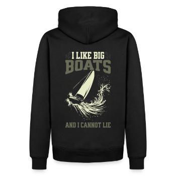 I Like Big Boats And I Cannot Lie – Sailing Design - Men’s Premium Organic Hoodie - black - Back - Nico (187cm)
