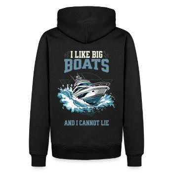 I Like Big Boats And I Cannot Lie – Boot in Aktion - Männer Premium Bio Hoodie - Schwarz - Hinten - Nico (187cm)