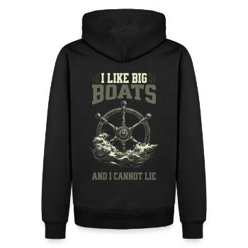 I Like Big Boats And I Cannot Lie Steuerrad Design - Männer Premium Bio Hoodie - Schwarz - Hinten - Nico (187cm)