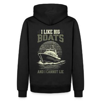 I Like Big Boats And I Cannot Lie – Yacht Skizze - Männer Premium Bio Hoodie - Schwarz - Hinten - Nico (187cm)
