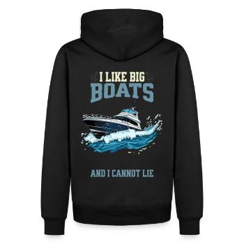 I Like Big Boats And I Cannot Lie Spritzende Yacht - Männer Premium Bio Hoodie - Schwarz - Hinten - Nico (187cm)