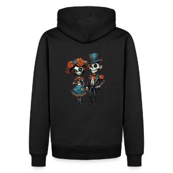 Style victorien squelette couple jour des morts - Sweat à capuche Premium bio Homme - noir - Dos - Nico (187cm)