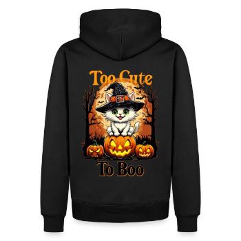 Too Cute to Boo - Halloween Katze auf Kürbissen - Männer Premium Bio Hoodie - Schwarz - Hinten - Nico (187cm)