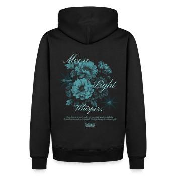Moonlight Whispers Floral Art Design - Männer Premium Bio Hoodie - Schwarz - Hinten - Nico (187cm)