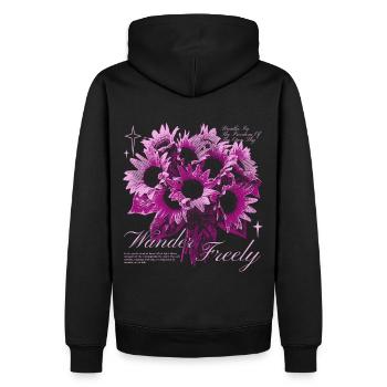 Wander Freely Sunflower Floral Art Design - Männer Premium Bio Hoodie - Schwarz - Hinten - Nico (187cm)