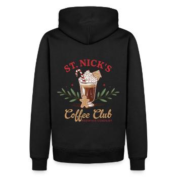 St. Nick's Coffee Club - Holiday Mood - Men’s Premium Organic Hoodie - black - Back - Nico (187cm)