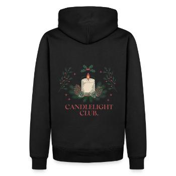 Candlelight Club - Ambiance festive et chaleureuse - Sweat à capuche Premium bio Homme - noir - Dos - Nico (187cm)
