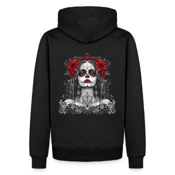 Gothic Catrina with Roses for Dia de los Muertos - Men’s Premium Organic Hoodie - black - Back - Nico (187cm)