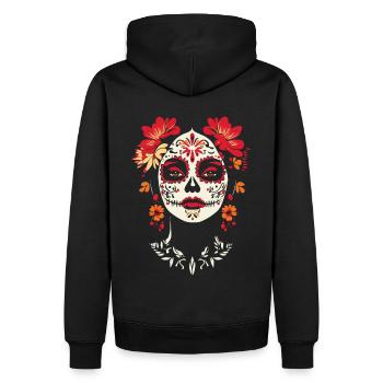 Elegant Catrina Floral Art - Dia de los Muertos - Men’s Premium Organic Hoodie - black - Back - Nico (187cm)