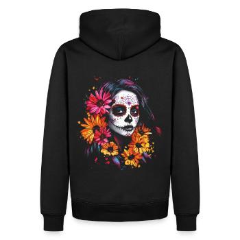 Lively Catrina - Tournesols Dia de los Muertos - Sweat à capuche Premium bio Homme - noir - Dos - Nico (187cm)