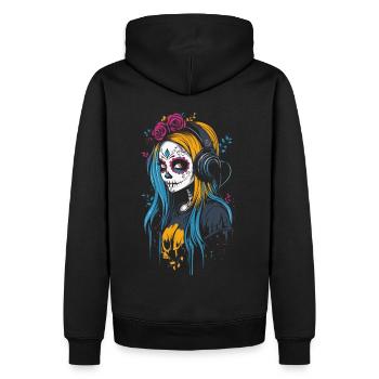 Catrina moderne avec casque Dia de los Muertos - Sweat à capuche Premium bio Homme - noir - Dos - Nico (187cm)