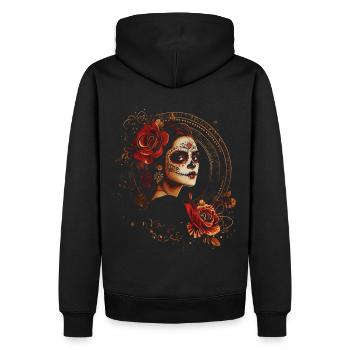 Vintage Catrina with Roses for Dia de los Muertos - Men’s Premium Organic Hoodie - black - Back - Nico (187cm)