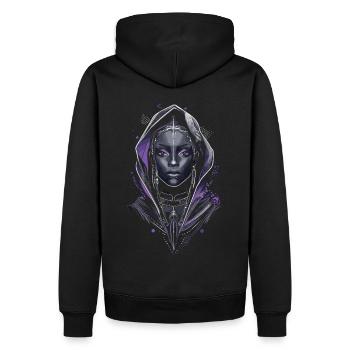Œuvre d’art du Mois de l’histoire des Noirs afro futuriste - Sweat à capuche Premium bio Homme - noir - Dos - Nico (187cm)