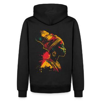 Farbenfrohes Heritage Black History Month Profil - Männer Premium Bio Hoodie - Schwarz - Hinten - Nico (187cm)