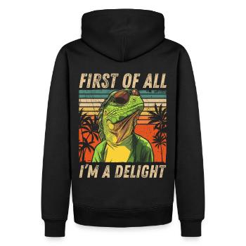Retro Iguana Sunset Funny Sarcastic Design - Men’s Premium Organic Hoodie - black - Back - Nico (187cm)