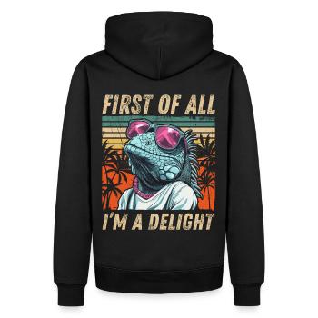 Design amusant d’iguane - Tropical Retro Vibes - Sweat à capuche Premium bio Homme - noir - Dos - Nico (187cm)