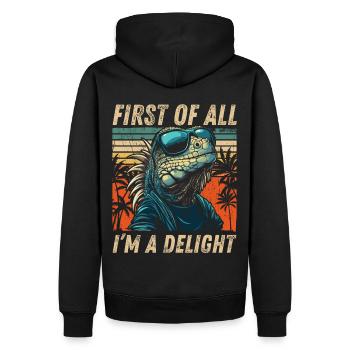 Vintage Iguana - Hoodie Sunset Look - Men’s Premium Organic Hoodie - black - Back - Nico (187cm)