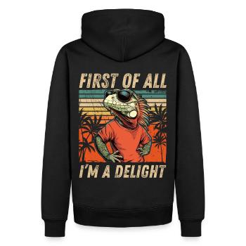 Lustiges Iguana - Vintage Tropical Look - Männer Premium Bio Hoodie - Schwarz - Hinten - Nico (187cm)