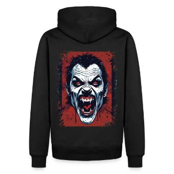 Vampir Wut - Horror Kunst Illustration - Männer Premium Bio Hoodie - Schwarz - Hinten - Nico (187cm)
