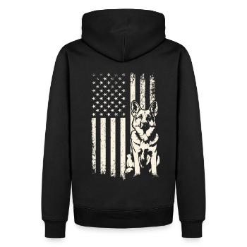 Berger Allemand USA 4 juillet et Journée des anciens combattants - Sweat à capuche Premium bio Homme - noir - Dos - Nico (187cm)