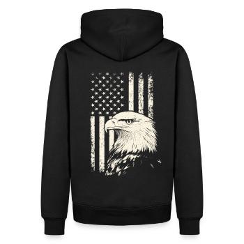 Patriot Bald Eagle – Journée des anciens combattants du 4 juillet - Sweat à capuche Premium bio Homme - noir - Dos - Nico (187cm)