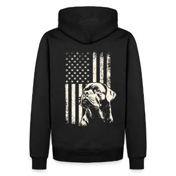 Rottweiler Patriotismus – 4. Juli und Veterans Day - Männer Premium Bio Hoodie - Schwarz - Hinten - Nico (187cm)
