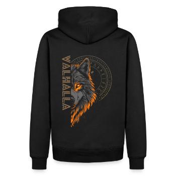 Nordische Runen Vegvisir Wolf Wikinger für Odin - Männer Premium Bio Hoodie - Schwarz - Hinten - Nico (187cm)