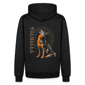 Runes : Vegvisir, Loup, Mythologie nordique, Vikings - Sweat à capuche Premium bio Homme - noir - Dos - Nico (187cm)