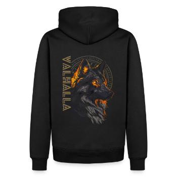 Wikinger Wolf Vegvisir Runen Symbol Walhalla - Männer Premium Bio Hoodie - Schwarz - Hinten - Nico (187cm)