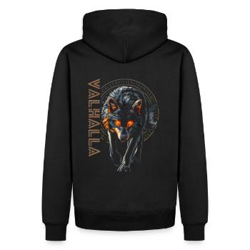 Loup nordique Vegvisir Runes Symbole Viking - Sweat à capuche Premium bio Homme - noir - Dos - Nico (187cm)
