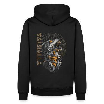 Viking Loup Runes Culture Nordique Vegvisir - Sweat à capuche Premium bio Homme - noir - Dos - Nico (187cm)