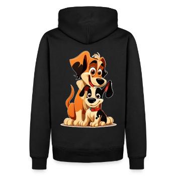 Chiens joueurs Happy Puppy et Duo Parent - Sweat à capuche Premium bio Homme - noir - Dos - Nico (187cm)